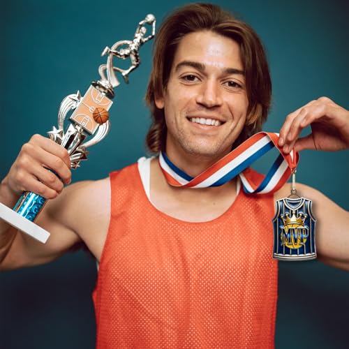 Basketball MVP Medal with Red White Blue Ribbon - Award Trophy