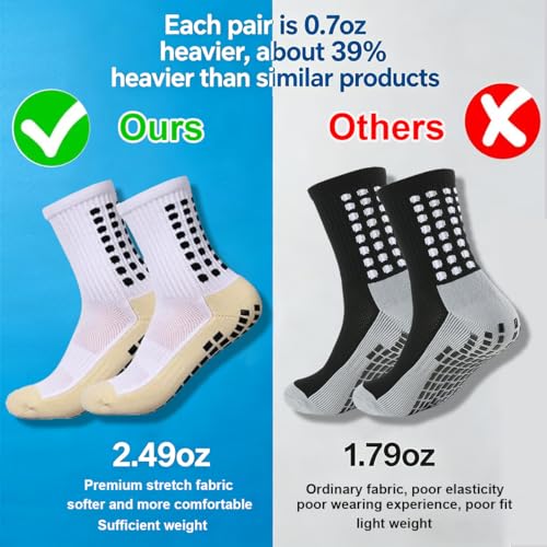 Anti-Slip Grip Soccer Socks - 4 Pairs, Black, One Size