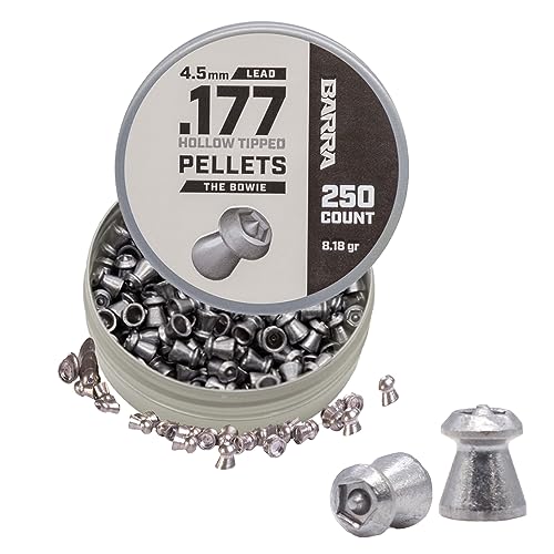 Hollow Tipped Pellets - 0.177 Caliber, 250 Count for Small Game Hunting