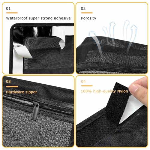 Self Adhesive Boat Organizer Mesh Bag with Zipper - 10x7 Inch, 1PC