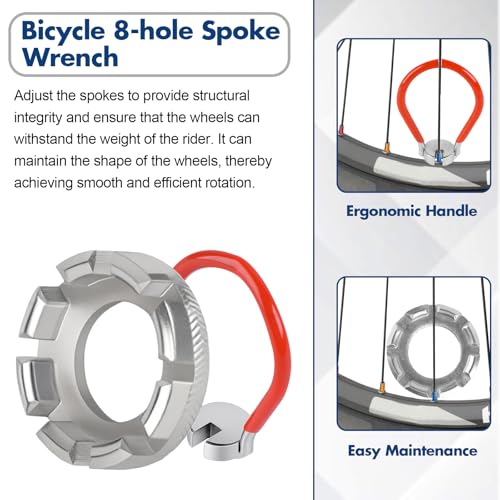 6-in-1 Bicycle Spoke Wrench Tool - Hardened Steel Rim Truing Kit