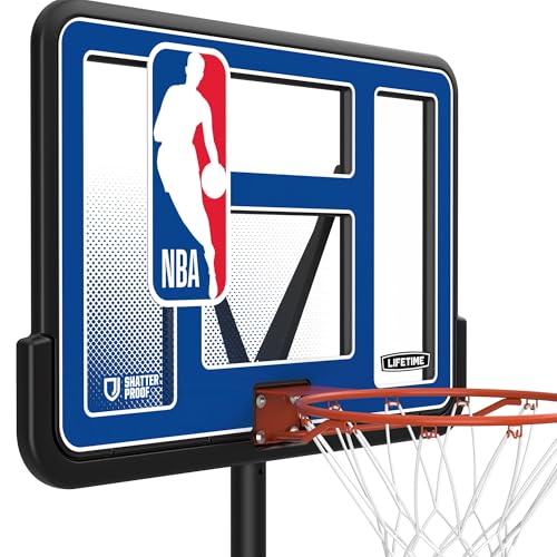 Portable NBA Basketball Hoop - Adjustable Height 7.5-10 Ft, 44" Backboard, Black/Clear