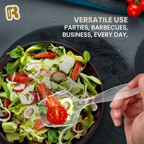 Heavy Duty Clear Plastic Serving Spoons - 8.5 Inch, 12 Pack