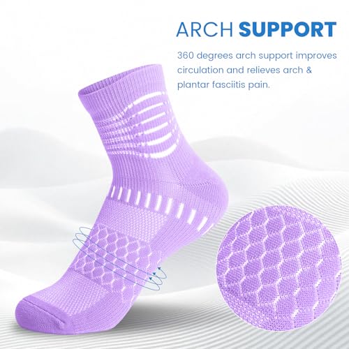 Compression Ankle Socks for Plantar Fasciitis Relief - Medium Pink+Purple+Blue (3 Packs)