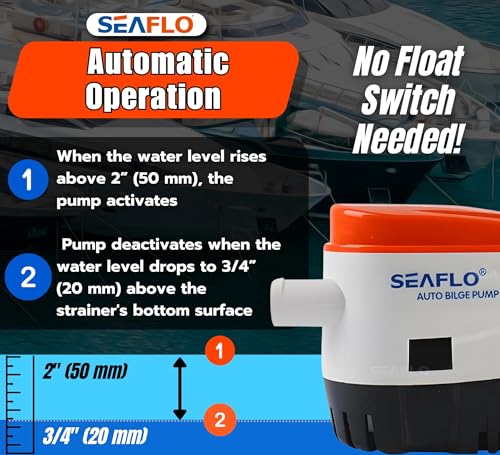Automatic Submersible Bilge Pump - 750 GPH, 12V, 3/4" Outlet