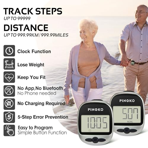 Portable Sport Pedometer - Step, Distance & Calories Tracker - Black