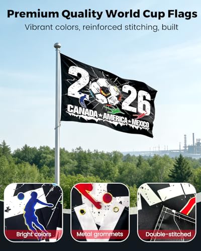 World Soccer Flag 5x3 FT - USA, Canada, Mexico Football Banner