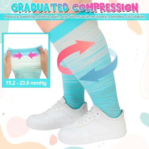 Jspupifip Plus Size Wide Calf Compression Socks 6 Pairs - Black White Blue Rose Red XX-Large
