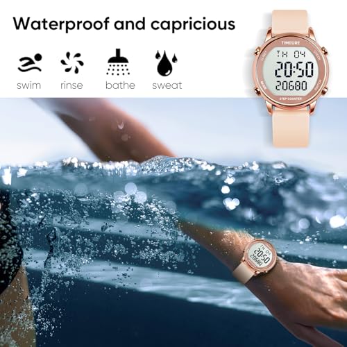 Pedometer Watch for Women - Step Counter, White, 30M Water Resistant