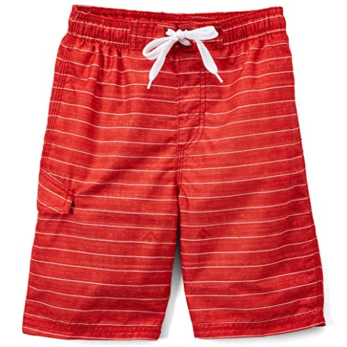 Boys' Line Up Swim Trunks - Red, UPF 50+, Quick Dry, 4T