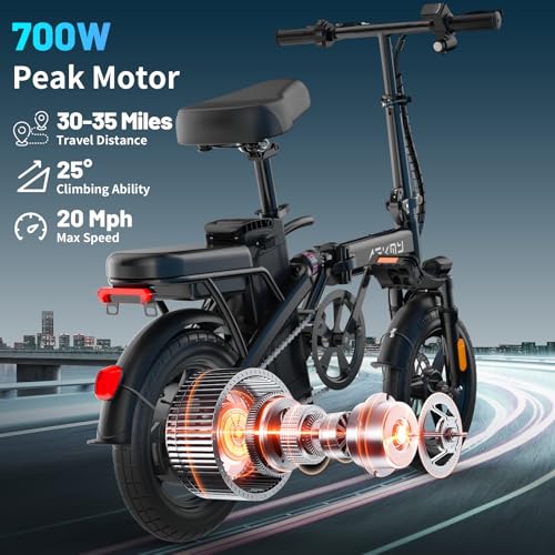 Folding Electric Bike for Adults & Teens - 14" E-Bike Classic Black