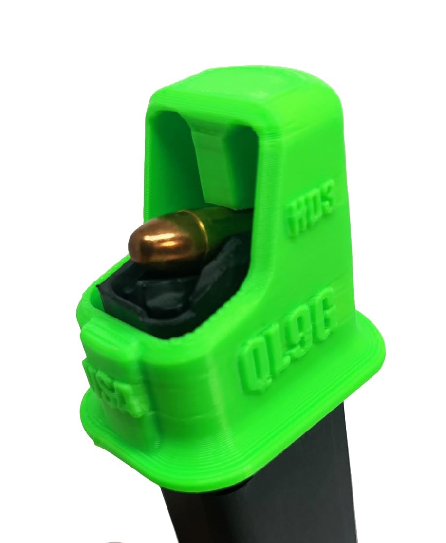 Hilljak Magazine Speed Loader Designed to fit Glock 17, 19, 26, 34, 22, 23, 27, 35 Quickie Loader Neon Green