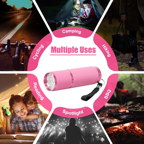 Mini Pink LED Flashlight - 9 Super Bright Glow in Dark