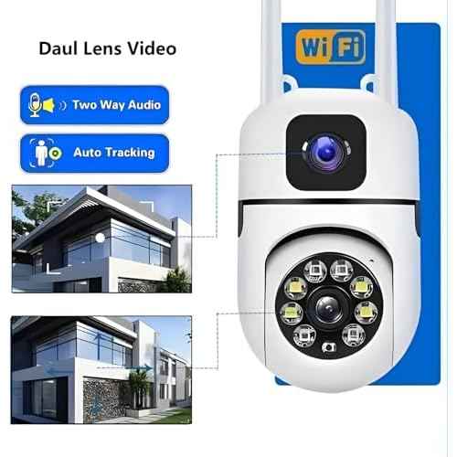 Camera Home Security, Outdoor Camera Dual Lens, WiFi Human Detection, HD Night Vision, 2-Way Talk, Indoor/Outdoor Camera, Dual Screen App Control, for Home Yard Store, Surveillance Wireless Camera (2)