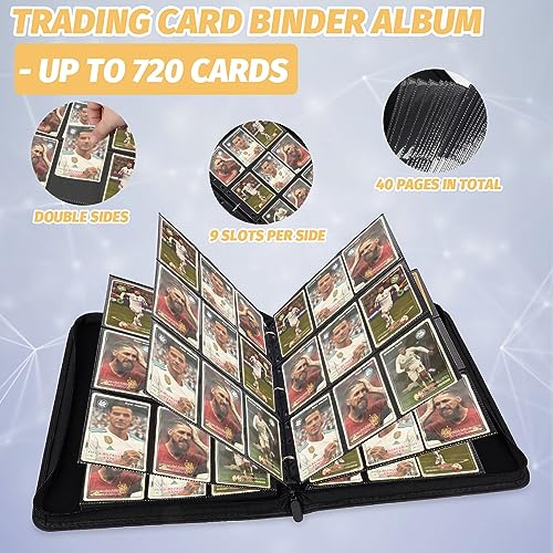 9 Pocket Trading Card Binder for 720 Cards - Waterproof PU Cover