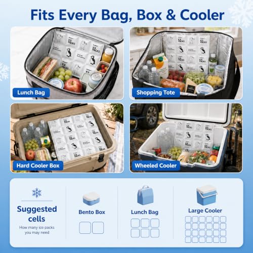Flexible Reusable Ice Packs for Coolers - 6 Cut-to-Fit Sheets