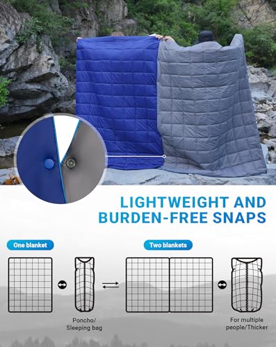 KingCamp Puretrail-Grey Ultralight Wearable Camping Blanket 69"x53"