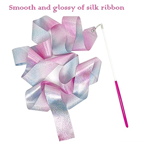 78.7-Inch Rhythmic Gymnastics Ribbon with Wand - 2 Pcs Pink