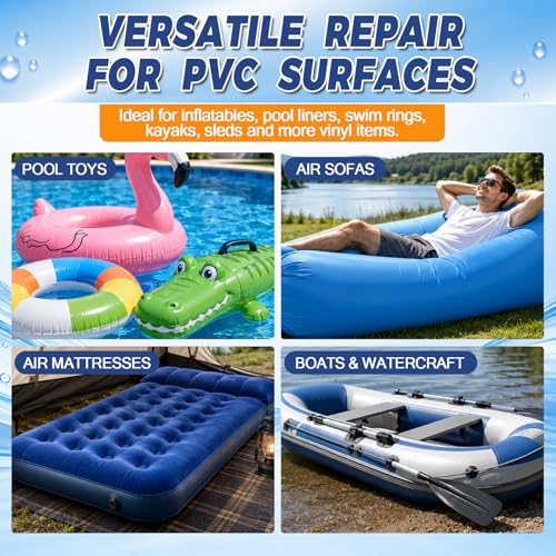 Air Mattress Patch Kit - Waterproof Vinyl Repair with PVC Glue