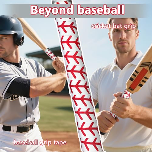 Baseball Bat Grip Wraps - 2 Pack, White with Stitching
