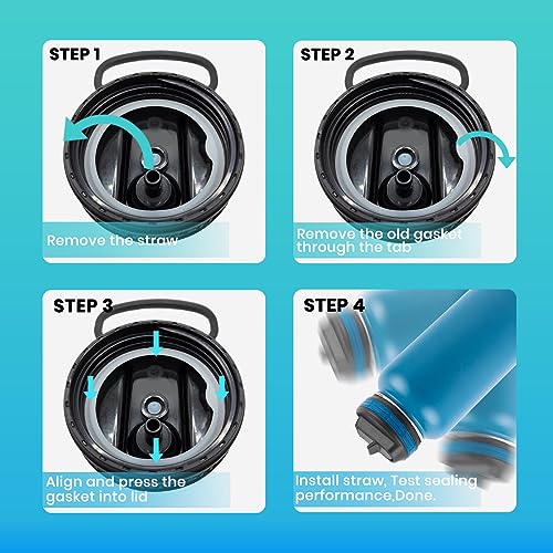 4 Pack Replacement Silicone Gaskets for Straw Lid Water Bottles