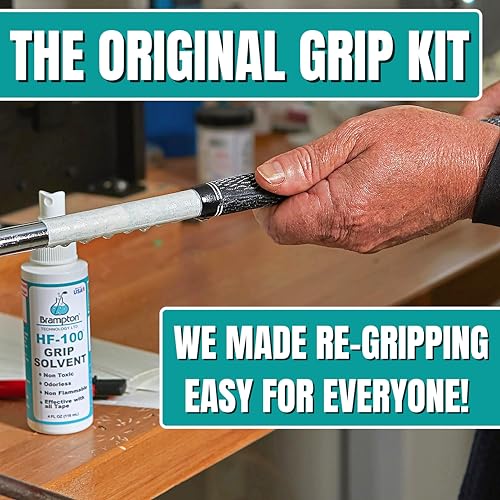 Brampton Complete Golf Grip Kit - 2x10 Premium Tape Strips, Grip Solvent & Clamp, 15 Piece