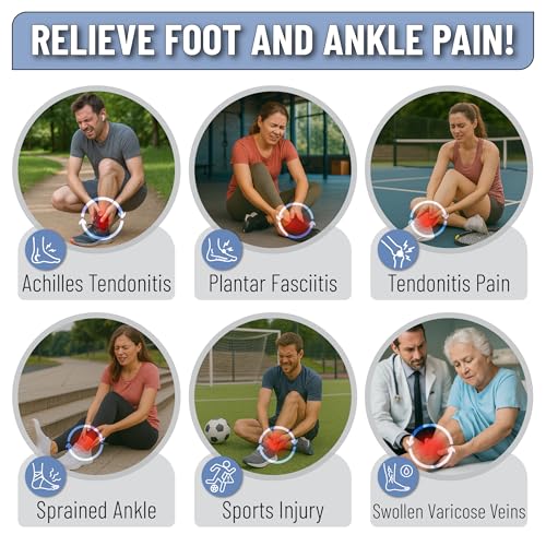 Ankle Brace for Achilles Tendonitis Relief - Large, Grey & Black