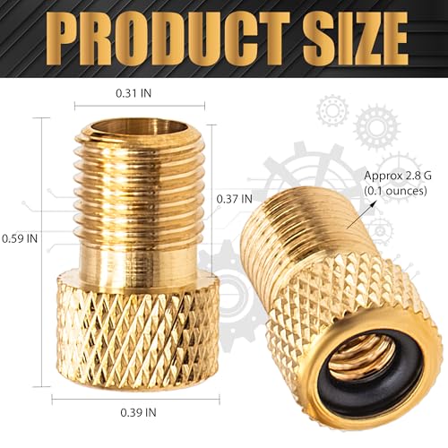 Brass Presta to Schrader Valve Adapter Set with Tire Caps - 2 Pack