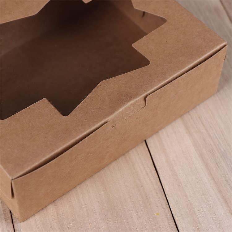 Wei Long Cookie Boxes - 20 Pcs Bakery Treat Boxes with Window - 8x6x2.5 Inches, 3 Styles for Muffins & Donuts
