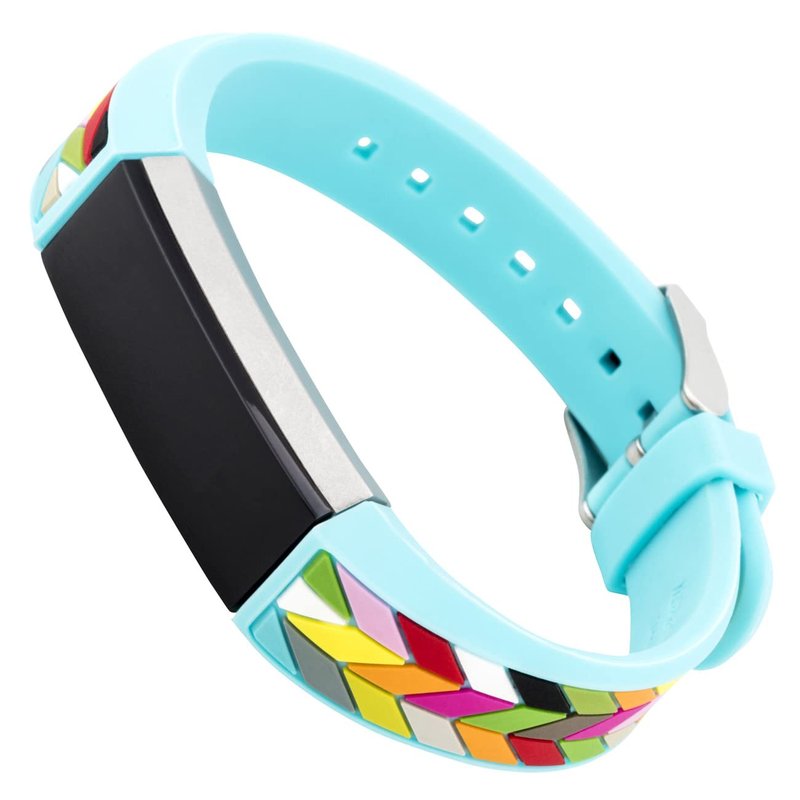 WITHit French Bull Silicone Replacement Band for Fitbit Alta/Alta HR, Blue Ziggy – Secure, Adjustable Stainless-Steel Buckle Closure, Fitbit Watch Band Replacement, Sweat-Resistant, Fits Most Wrists
