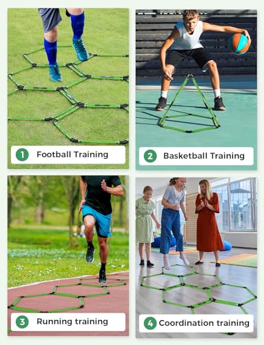 Hexagon Agility Rings Set - 6 Portable Training Rings with Bag