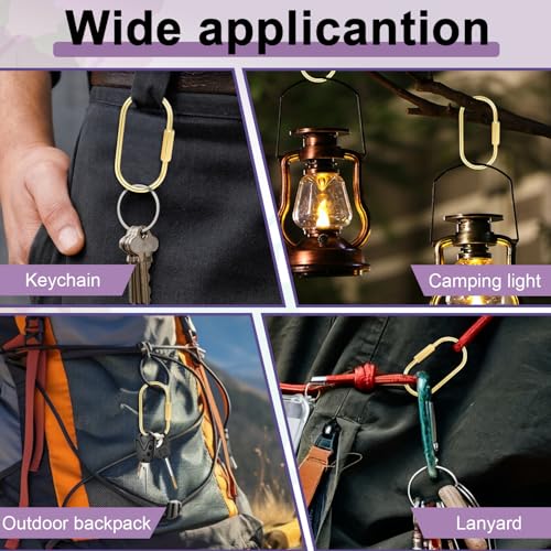 6-Pack Gold Carabiner Clips with Secure Locking Screw - 60mm