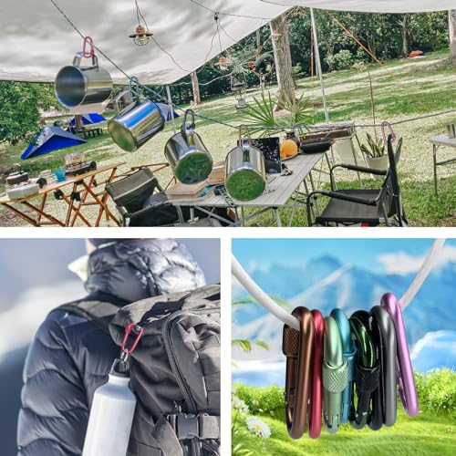 2-Inch Locking Carabiner Clips - 8 Pack D-Ring Snap Hooks for Outdoor Use