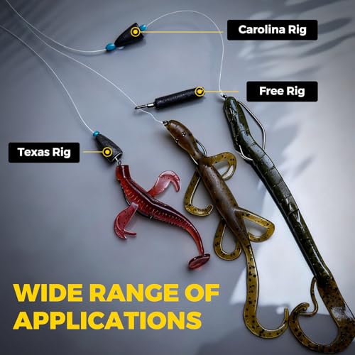 EWG Offset Worm Hooks - High Carbon Steel Bass Fishing Hooks - 50pcs 1/0