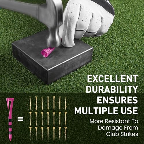 3 1/4 Inch Pink Golf Tees with Hat Clip - 30 Pack