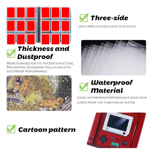 Trading Card Binder with 9-Pocket Pages for Sports & Gaming Cards, 900 Capacity