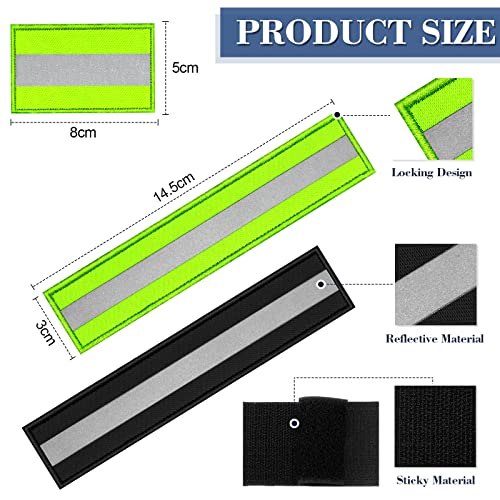 Reflective Safety Patch Set - 8 Pcs in Green Black, Dual Sizes