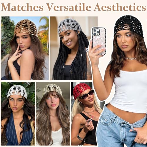 Cotton Crochet Sequin Disco Cap - Handmade Hat in Khaki