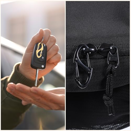 Mini Metal Carabiner Clips - 15 Pack Dual Wire Gate Hooks