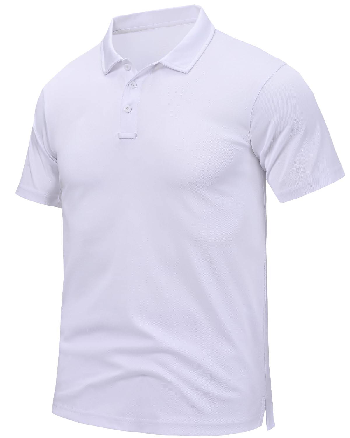 Peakwell Men's Quick Dry Golf Polo Shirts Active Short Sleeve Lightweight Casual Collared T-Shirt (White, Medium)