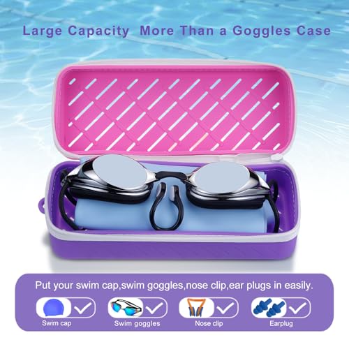 Silicone Swim Goggle Case with Drain Holes & Carabiner