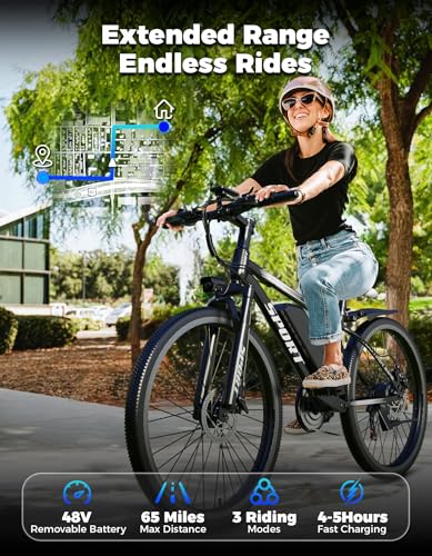 1500W Peak Electric Mountain Bike - 65 Miles Range, 25 MPH