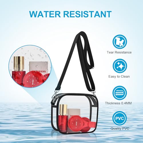 Clear Stadium Event Bag with Adjustable Strap - Black Small