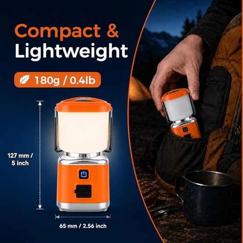 Rechargeable 1500LM Camping Lantern with USB-C, 4 Modes, IPX4