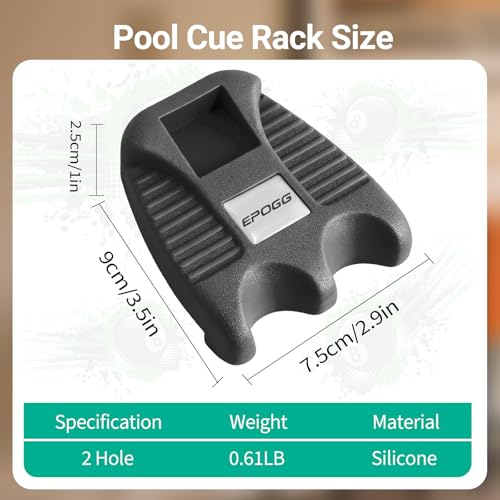 Portable Weighted Billiard Cue Rack with Chalk Holder - 2 Holes