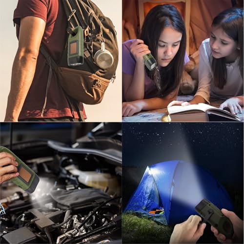 Hand Crank Solar LED Emergency Flashlight - Green