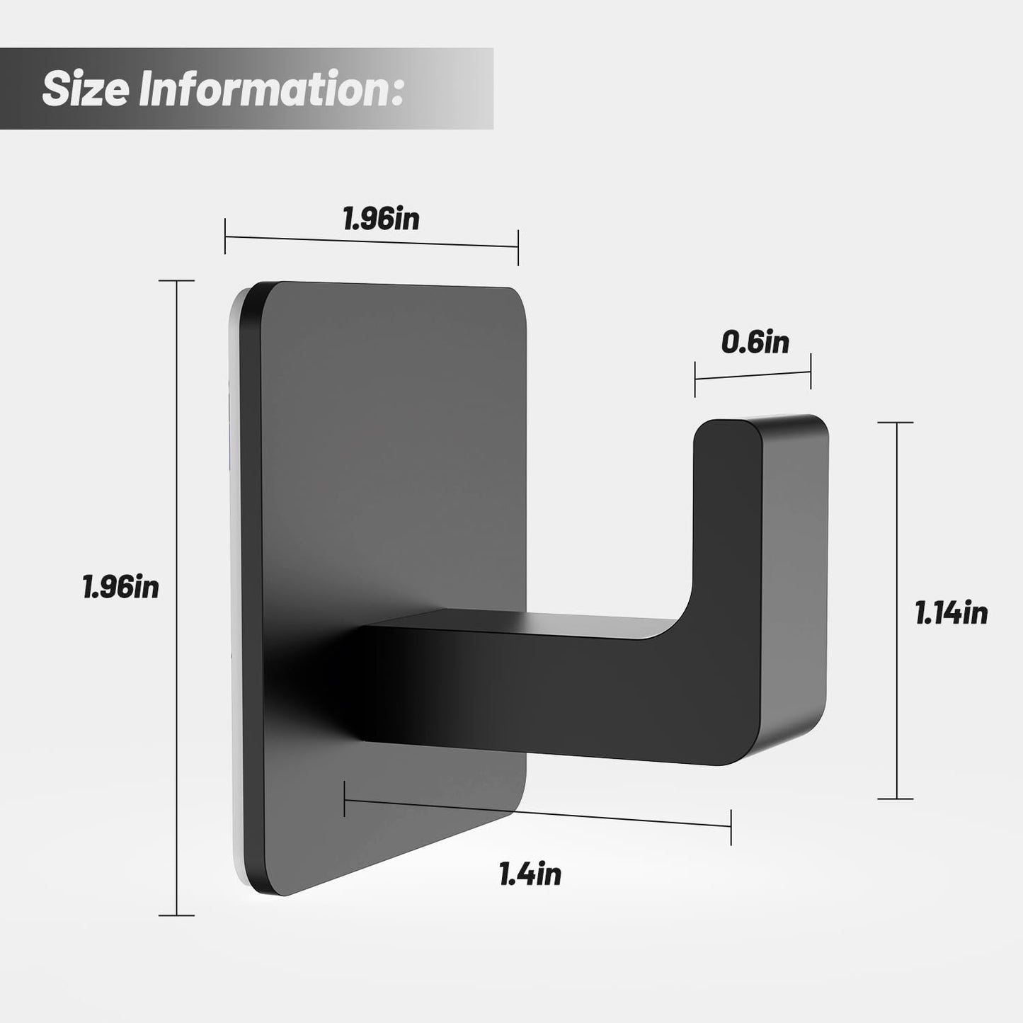 Fadroky Towel Hooks for Bathroom Adhesive, 4 Pack Matte Black Bathroom Hooks for Towels - Heavy Duty rustproof Towel Hook, sus304 Stainless Steel Adhesive Towel Hooks, Wall Mounted Shower Hooks