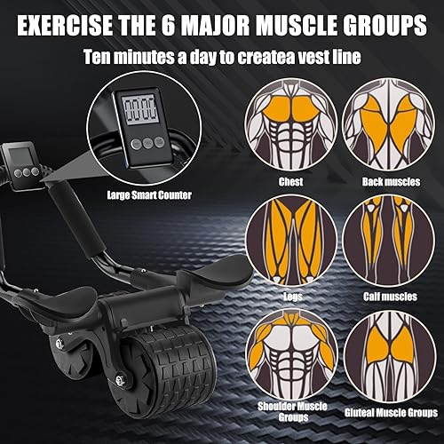 Automatic Rebound Ab Roller for Core Strength Training - Black