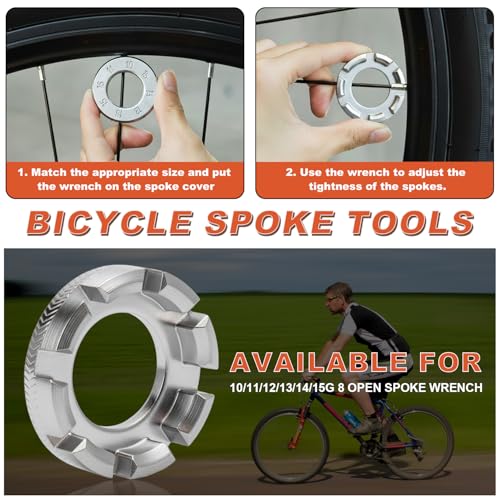 Bike Spoke Adjustment Wrench Set - 6-in-1 Tool for Wheel Repair