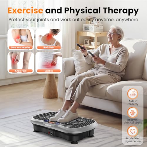 Vibration Plate Fitness Machine - Curved 200W, Bluetooth, Slim Silver